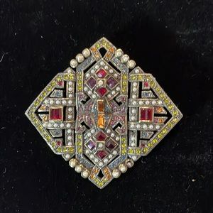 🌸Heidi DAUS Pin or Pendant w/Swarovski Crystals & Seed Pearls Missing 2 pearls